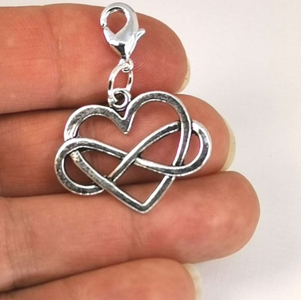 Clip On celtic heart endless love charms planner bracelet zipper pull pendant